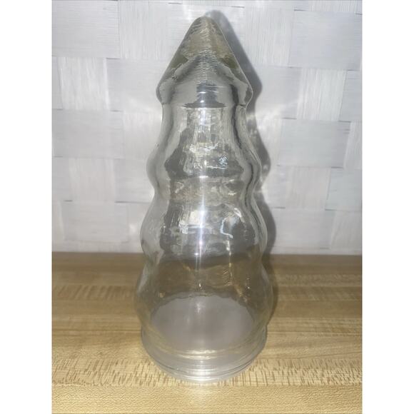 Vintage Clear Glass Christmas Tree Shaped 2-Part Candy Jar Container 7.5” x 3" - Picture 1 of 8